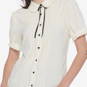 HEART BUTTON DETAILED BLOUSE NWT
